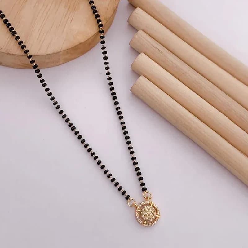Niyanara Gold Plated Round Shaped Mangalsutra with Chain