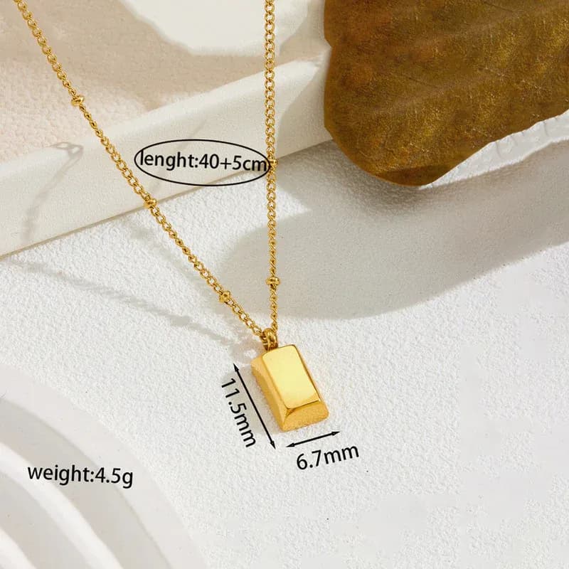 Niyanara Stainless Steel Golden Rectangular Pendant