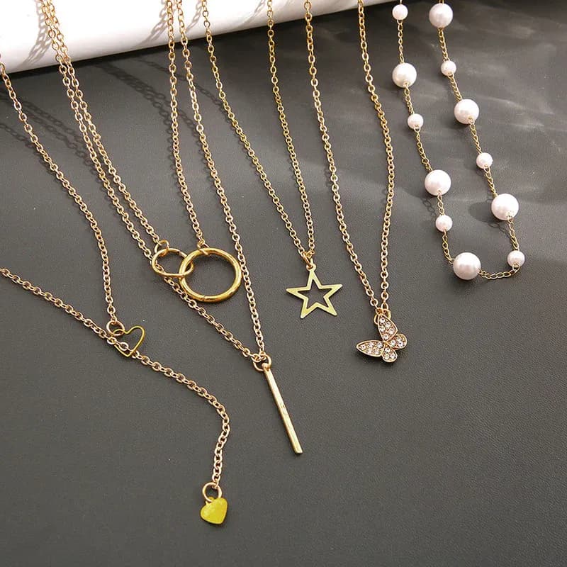Niyanara butterfly inspired set of 5 Layered Necklace