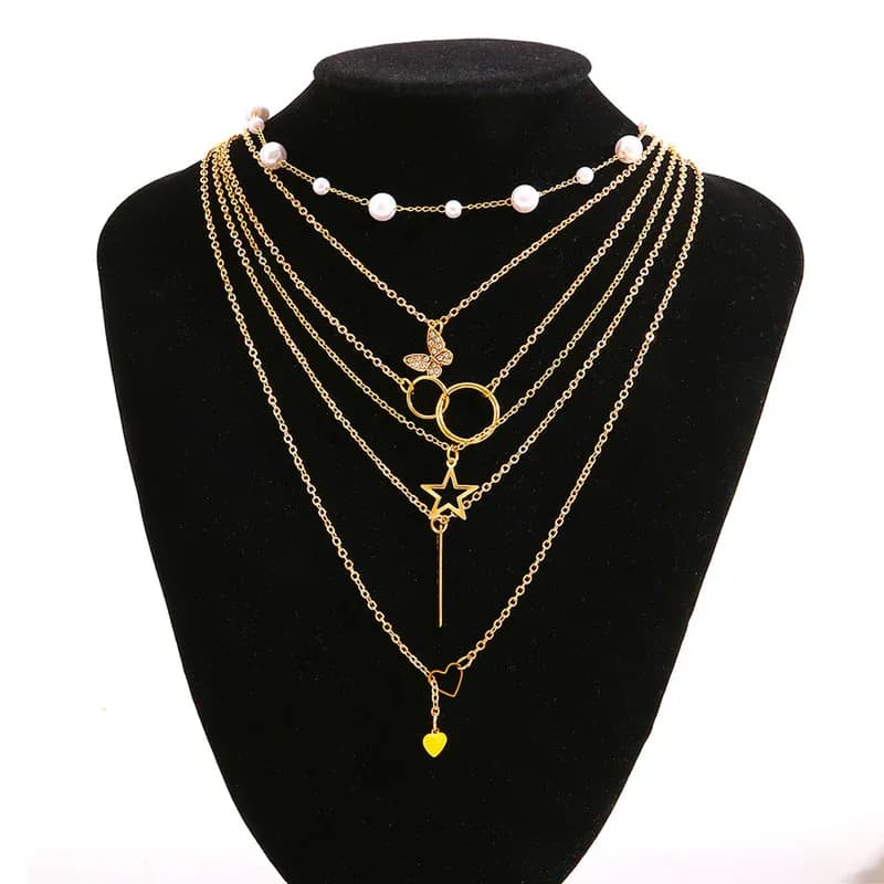 Niyanara butterfly inspired set of 5 Layered Necklace