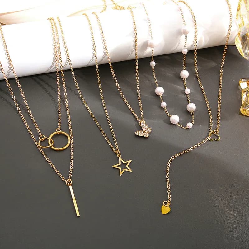 Niyanara butterfly inspired set of 5 Layered Necklace