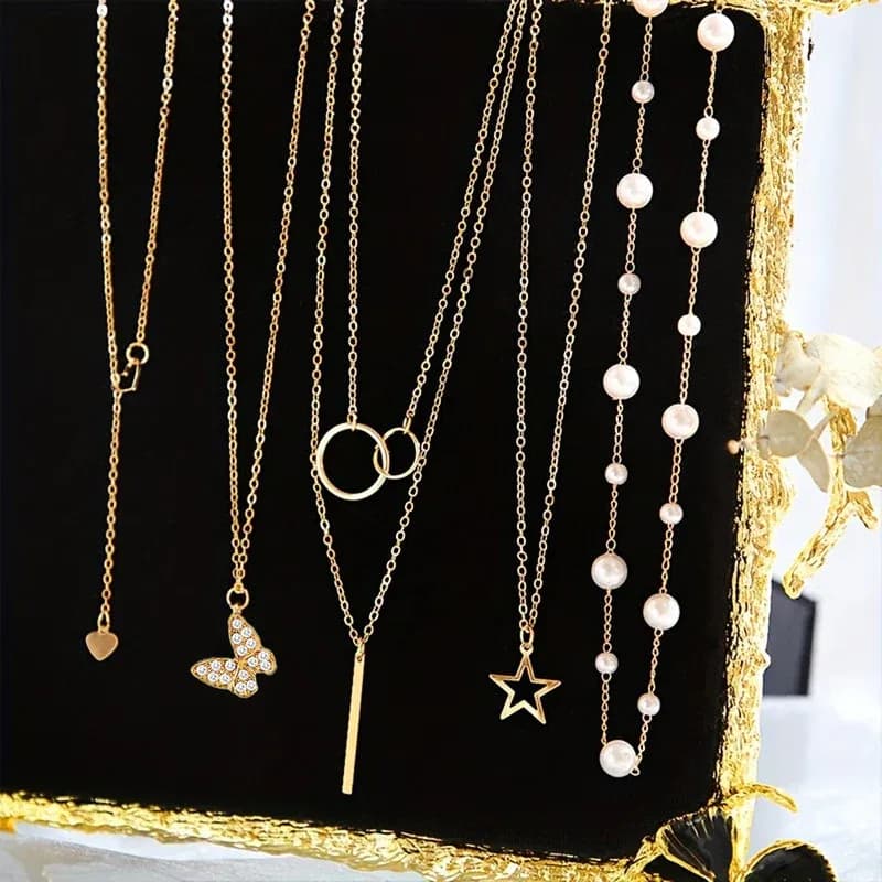 Niyanara butterfly inspired set of 5 Layered Necklace