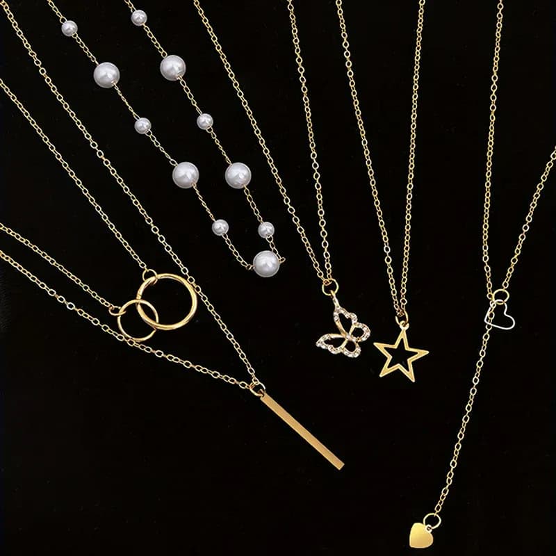 Niyanara butterfly inspired set of 5 Layered Necklace