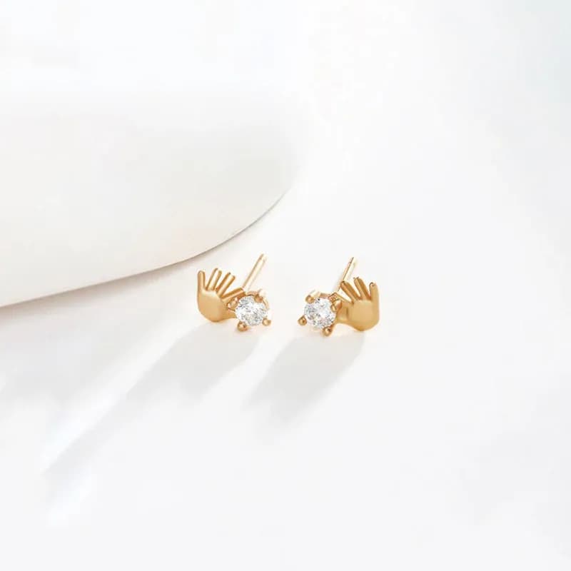 Niayanara Hand Shaped Contemporary Stud Earrings
