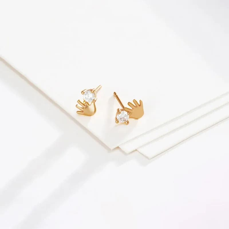 Niayanara Hand Shaped Contemporary Stud Earrings