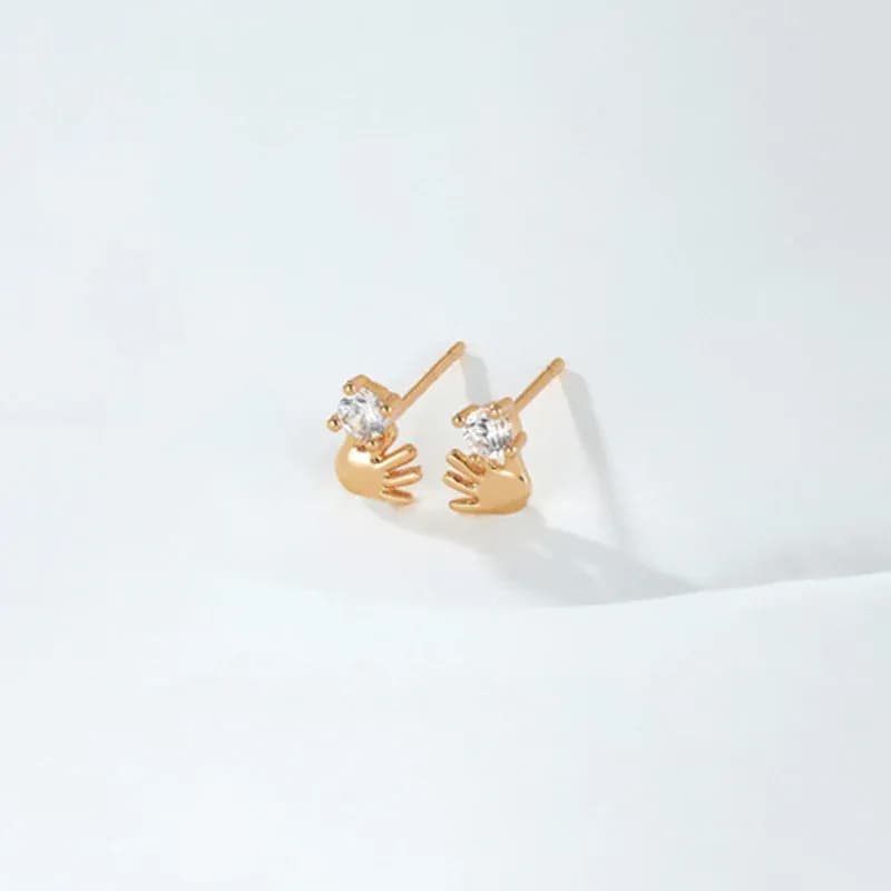 Niayanara Hand Shaped Contemporary Stud Earrings