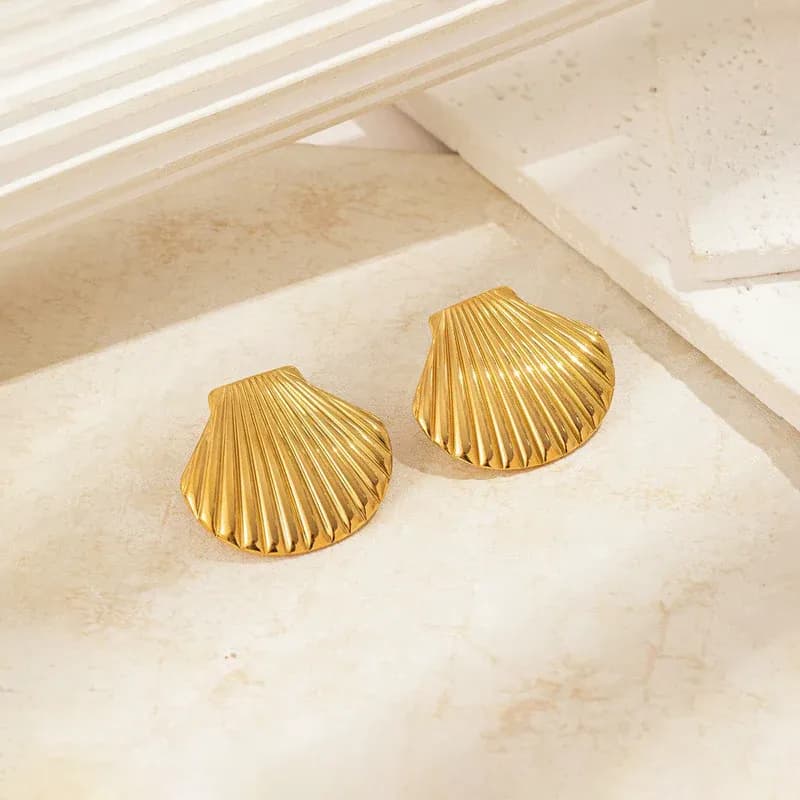 Niyanara Shell Shaped Stainless steel Stud Earrings