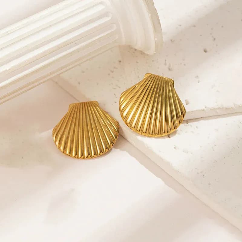Niyanara Shell Shaped Stainless steel Stud Earrings