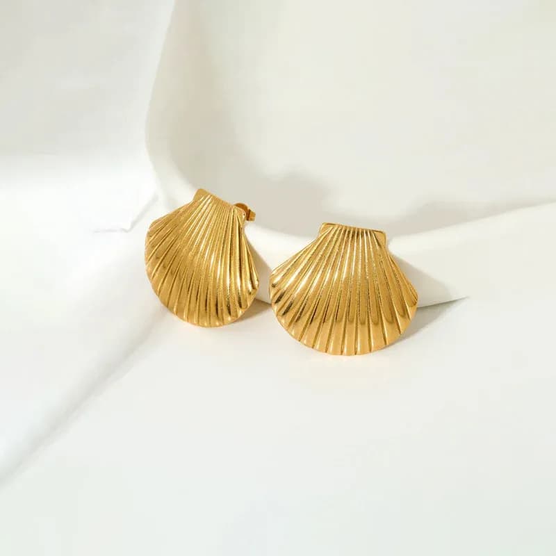 Niyanara Shell Shaped Stainless steel Stud Earrings