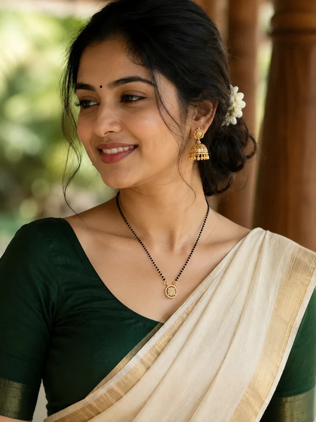 Niyanara Gold Plated Round Shaped Mangalsutra with Chain