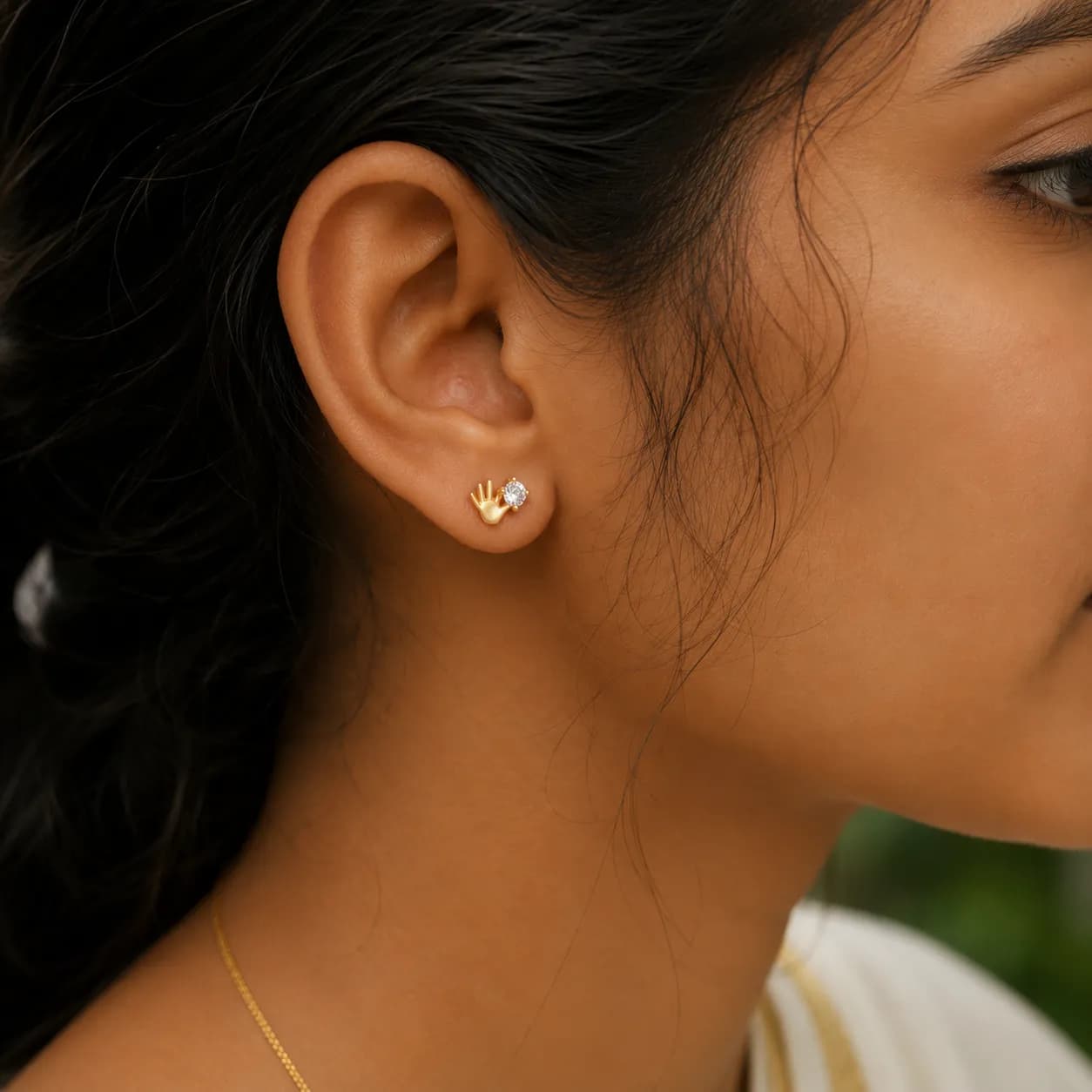 Niayanara Hand Shaped Contemporary Stud Earrings