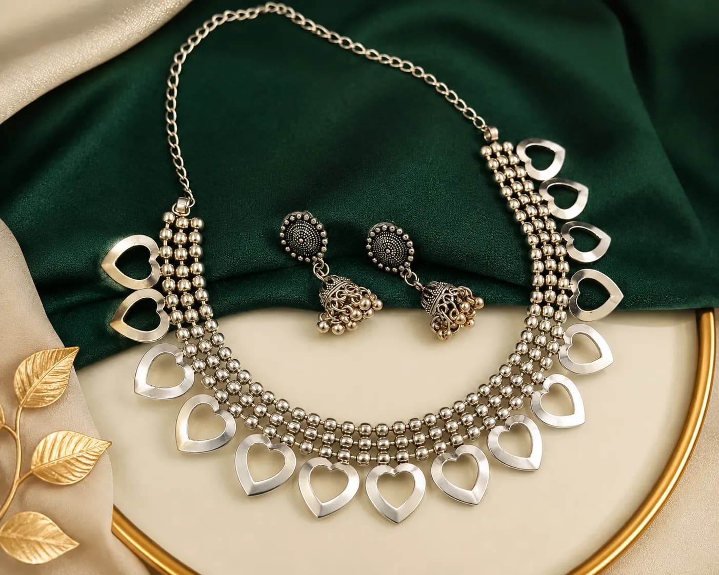 Niyanara Oxidised Chain Choker Necklace Set