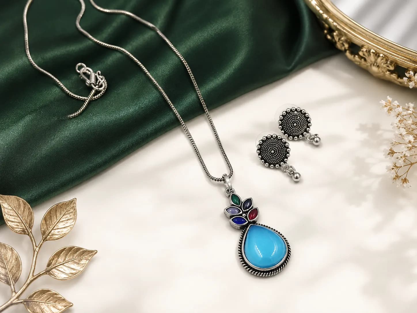 Niyanara Monalisa Deign Oxidised Brass Necklace Set