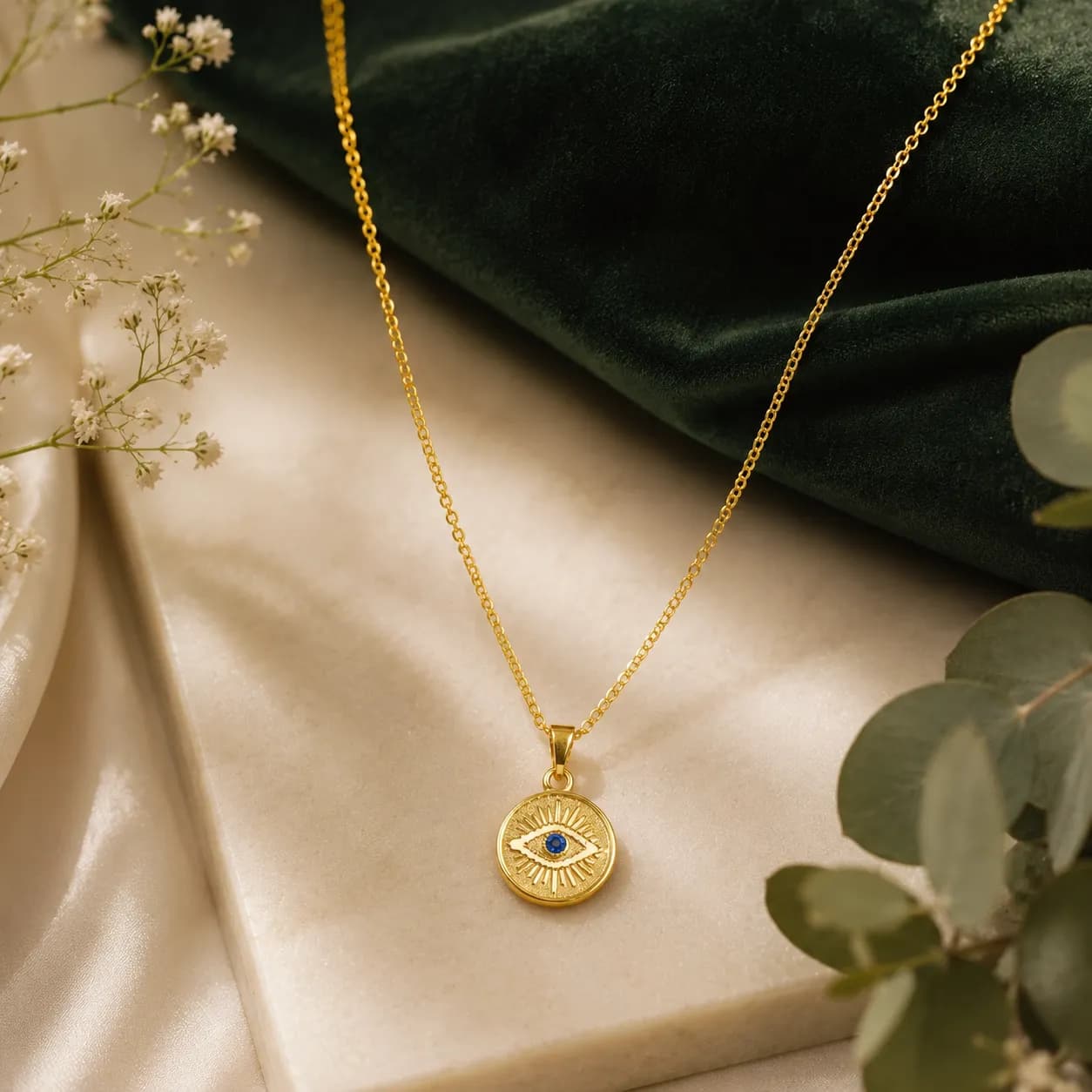 Niyanara Antitarnish Evil Eye Pendant Chain
