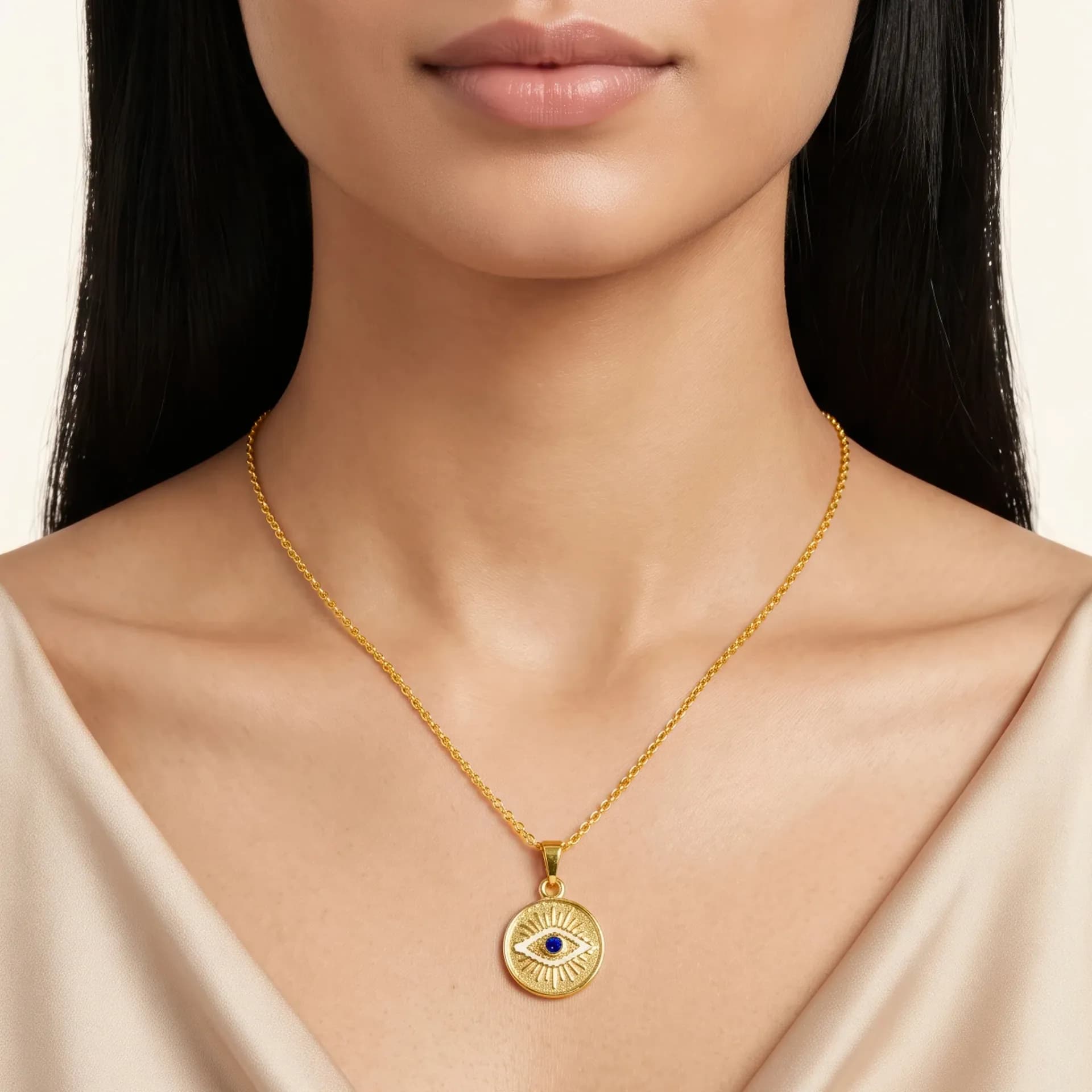 Niyanara Antitarnish Evil Eye Pendant Chain