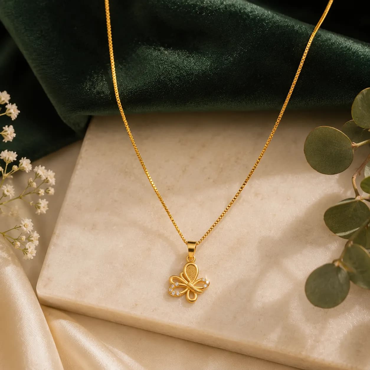 Niyanara Anti-Tarnish Butterfly Crystal Chain