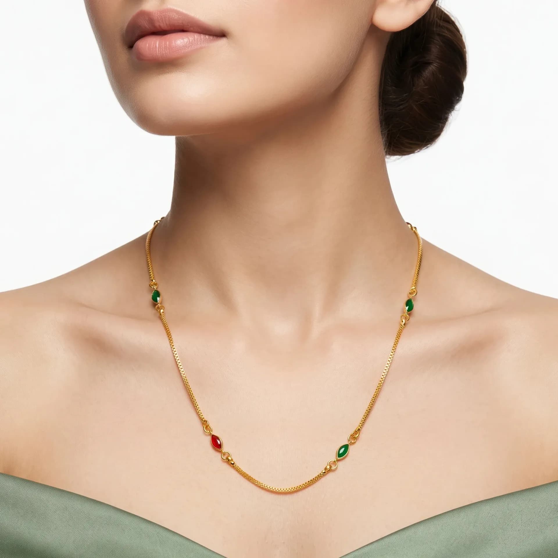 Niyanara Antitarnish Marquise Stone Chain
