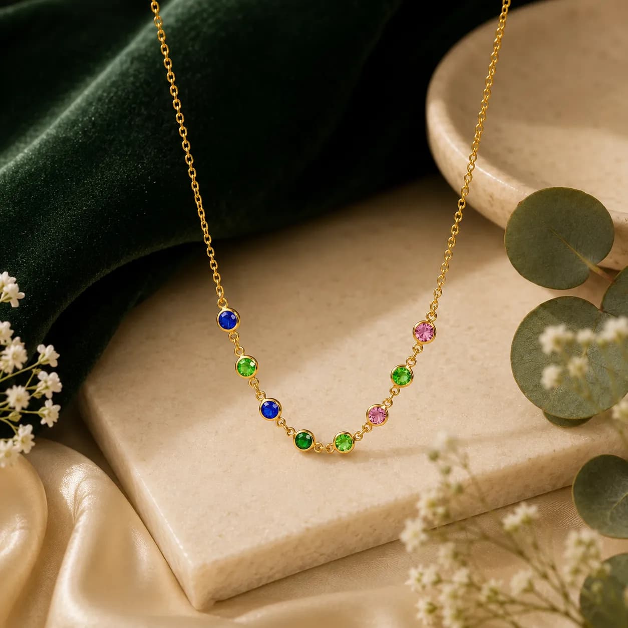 Niyanara Antitarnish Multi Crystal Chain Necklace