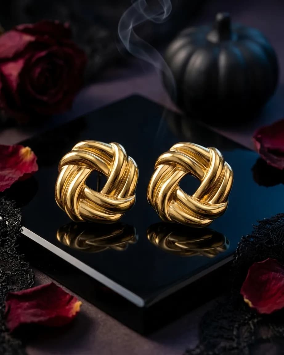 Niyanara Aurum Knot Stud Earring