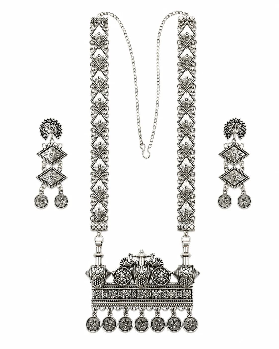 Niyanara Oxidized Long Necklace Set