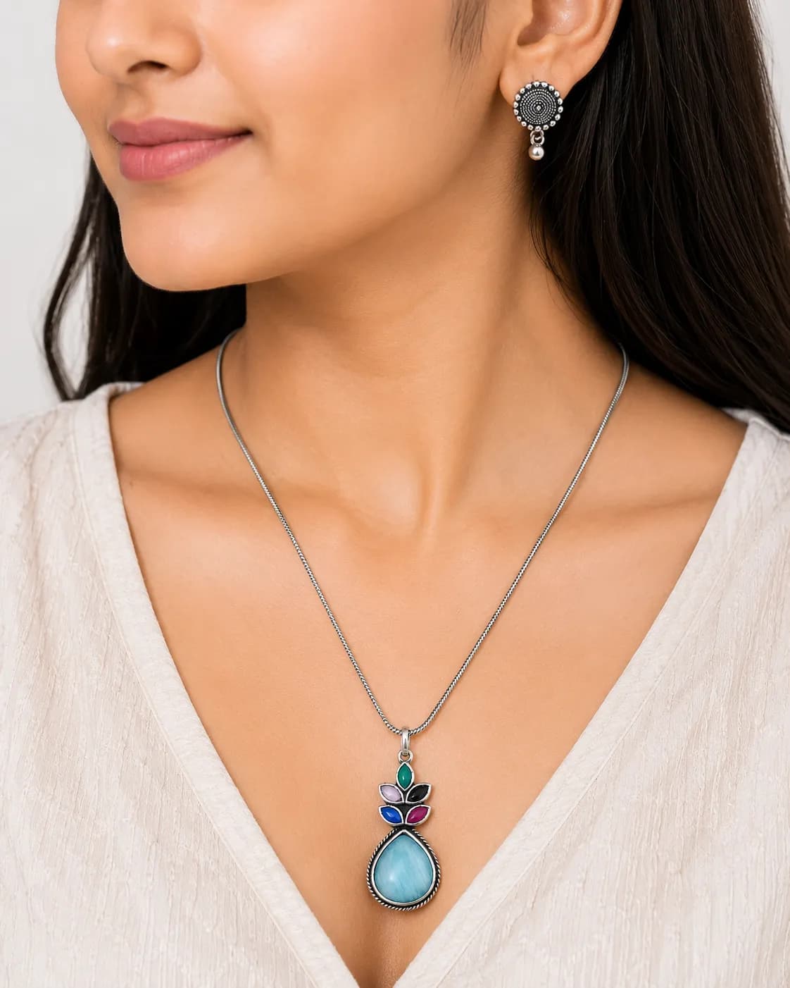 Niyanara Monalisa Deign Oxidised Brass Necklace Set