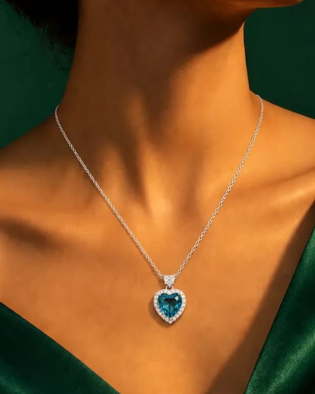 Niyanara Stainless Steel Heart Themed Blue Pendant