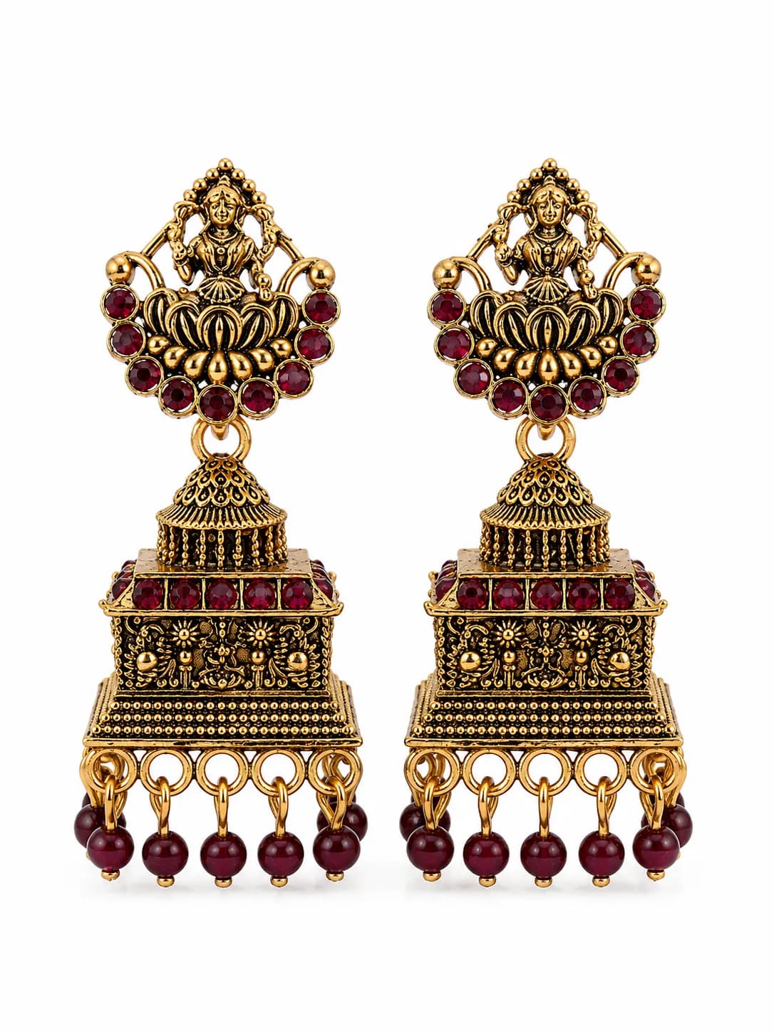Temple Grandeur Ruby Jhumka Earrings