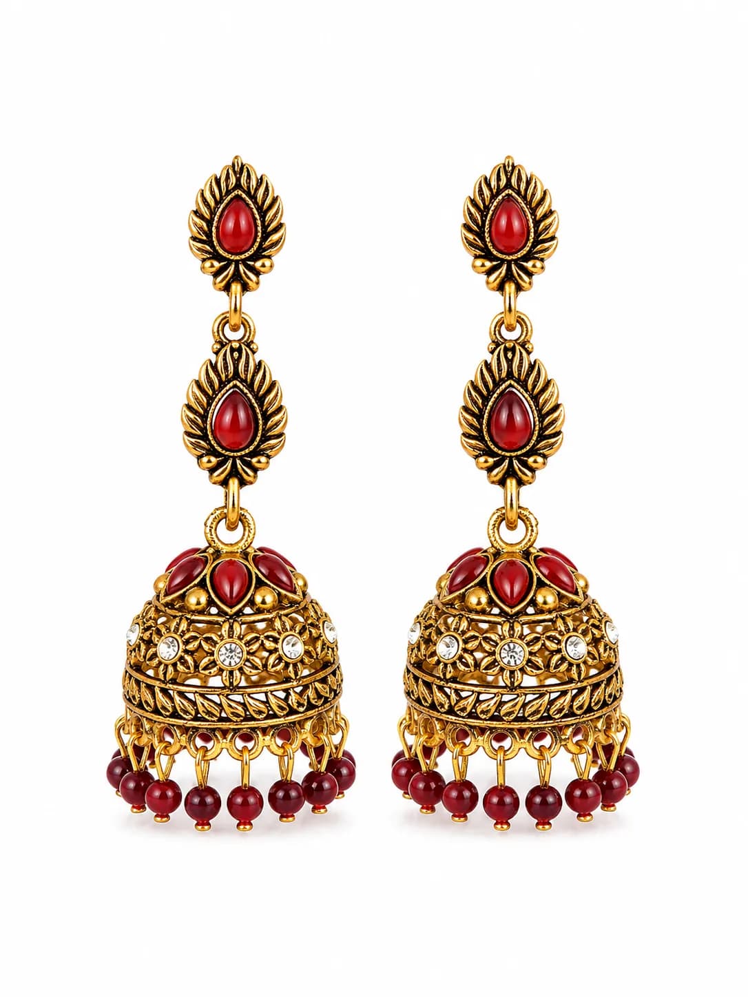 Niyanara Noir Temple Jhumki Earrings