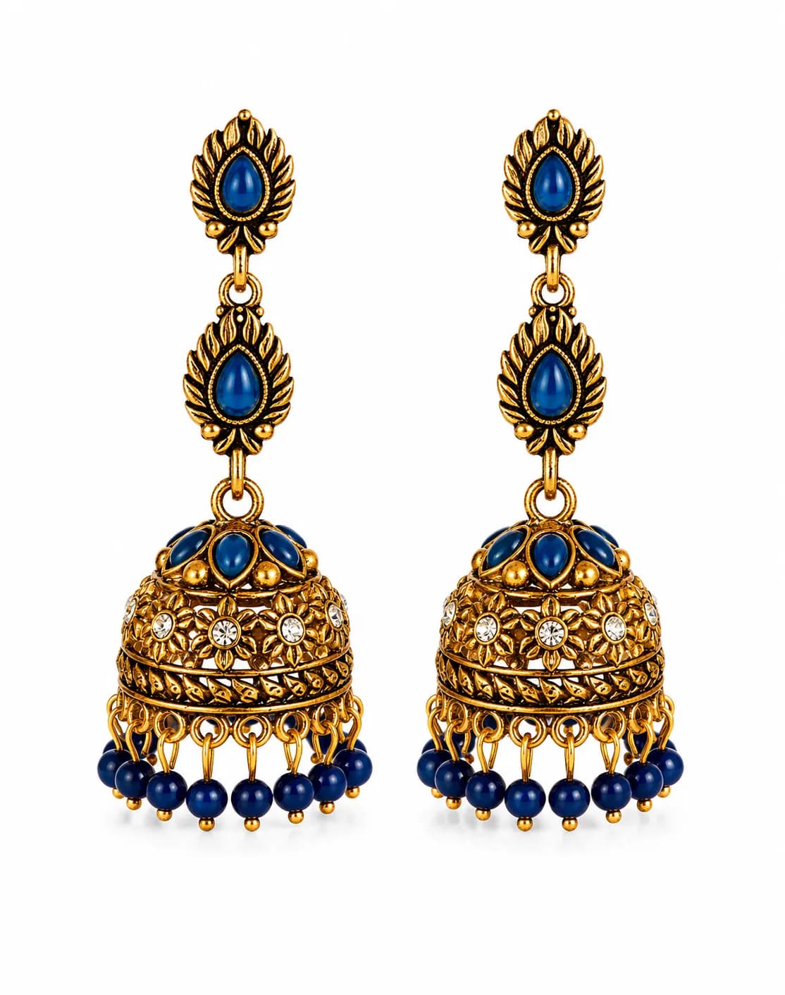 Niyanara Noir Temple Jhumki Earrings