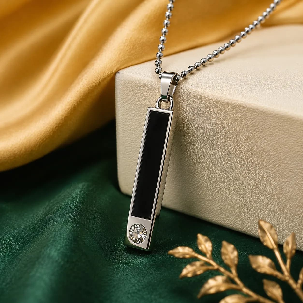 Niyanara Rectangular Black Inlay Pendant for Men