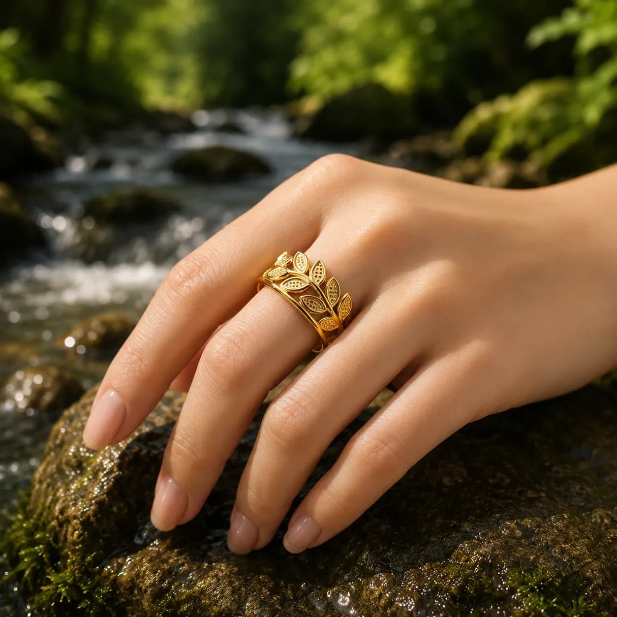 Niyanara Gold-Plated Contemporary Style Adjustable Ring