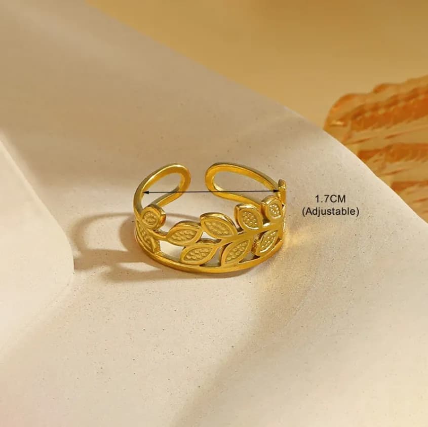 Niyanara Gold-Plated Contemporary Style Adjustable Ring