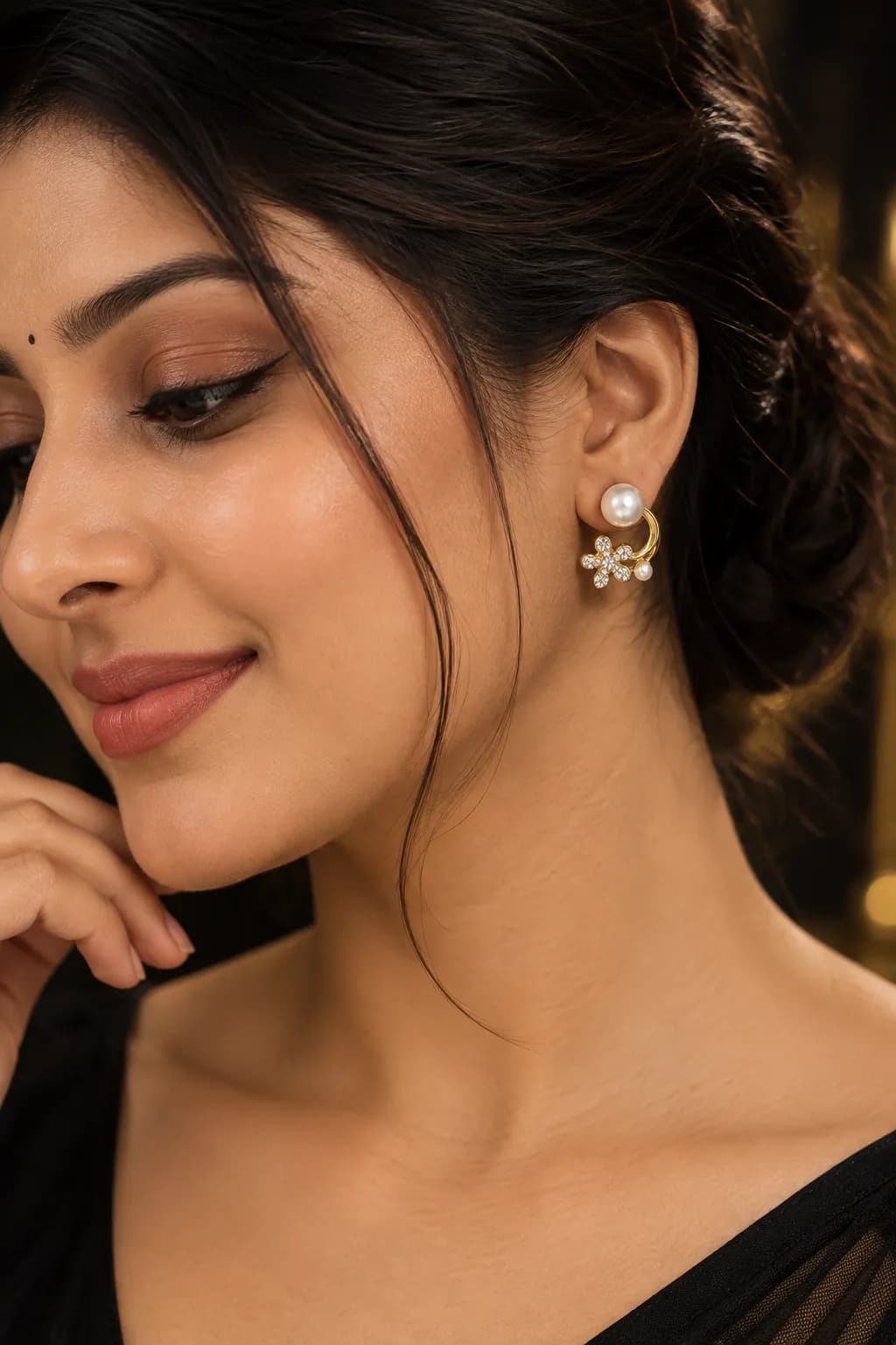 Niyanara Pearl Blossom Luxe Korean Earrings for Women