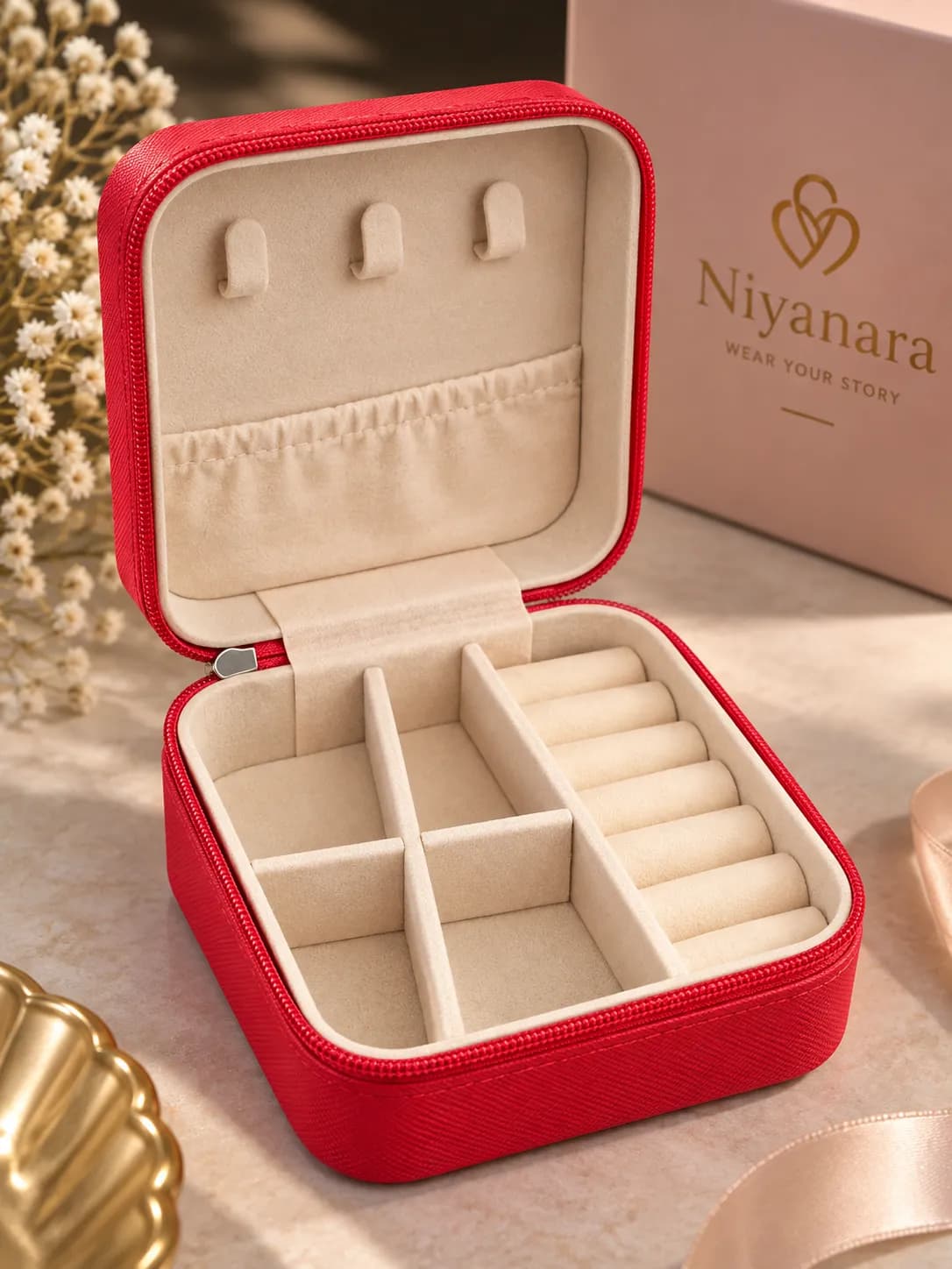 Niyanara Luxe Jewellery Travel Organizer – Green