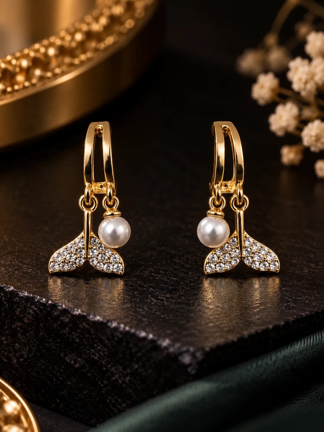 Niyanara Pearl Tidal Bloom Earrings for Women