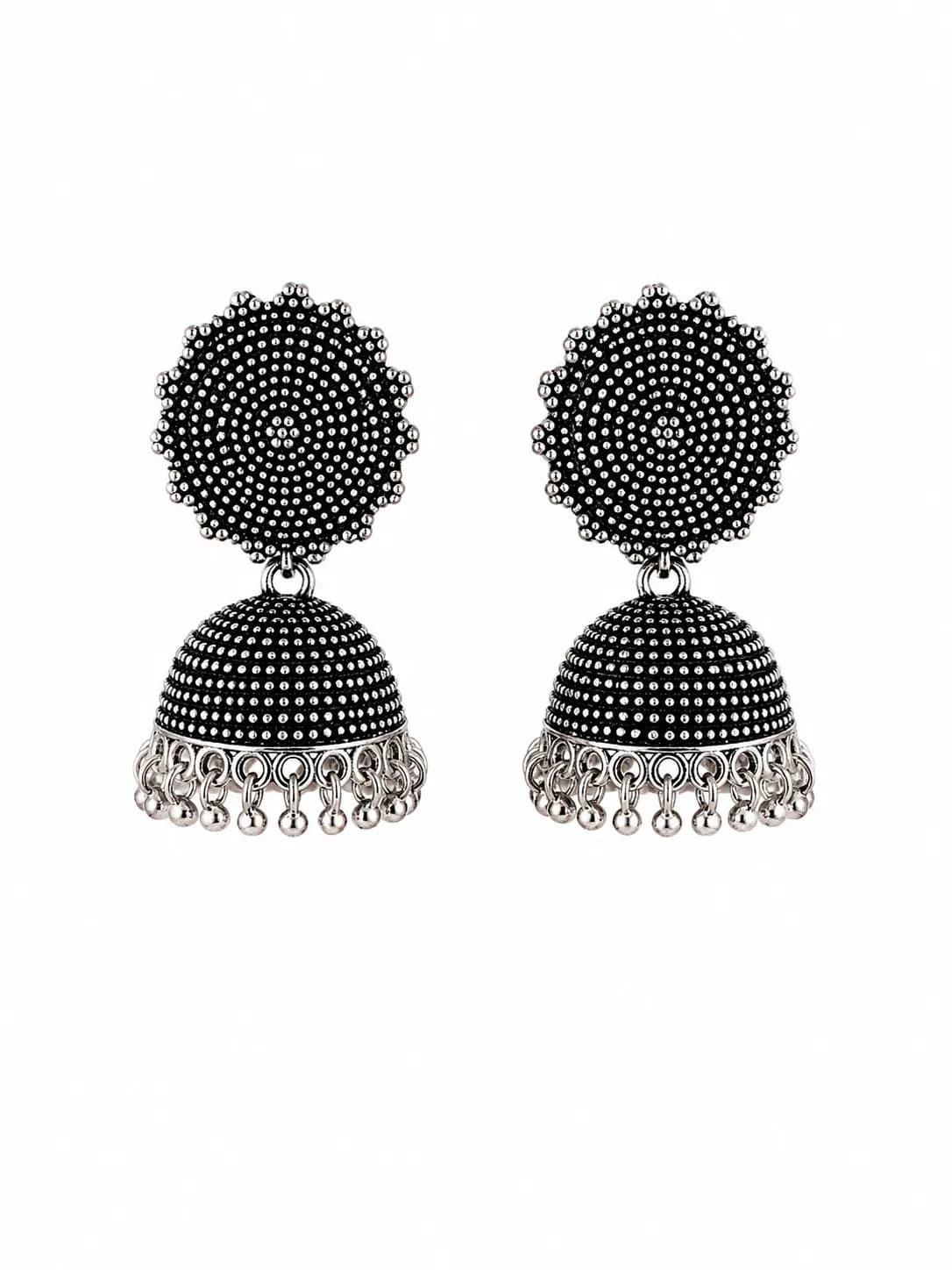 Niyanara Oxidised Silver Brass Chain Choker Necklace Set for Women