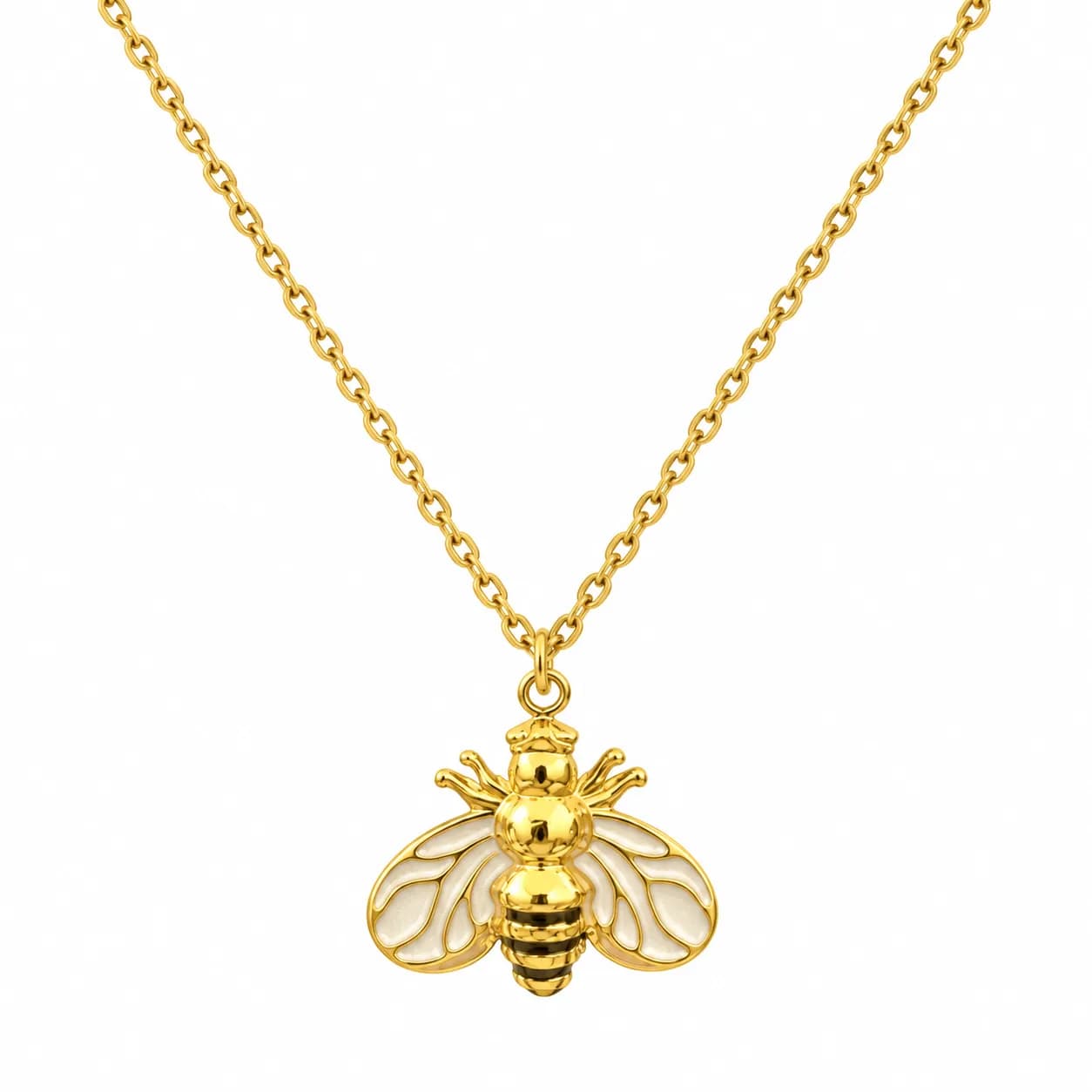 Niyanara 304 Stainless Steel Gold Plated Bee Pendant Neckchain for Women