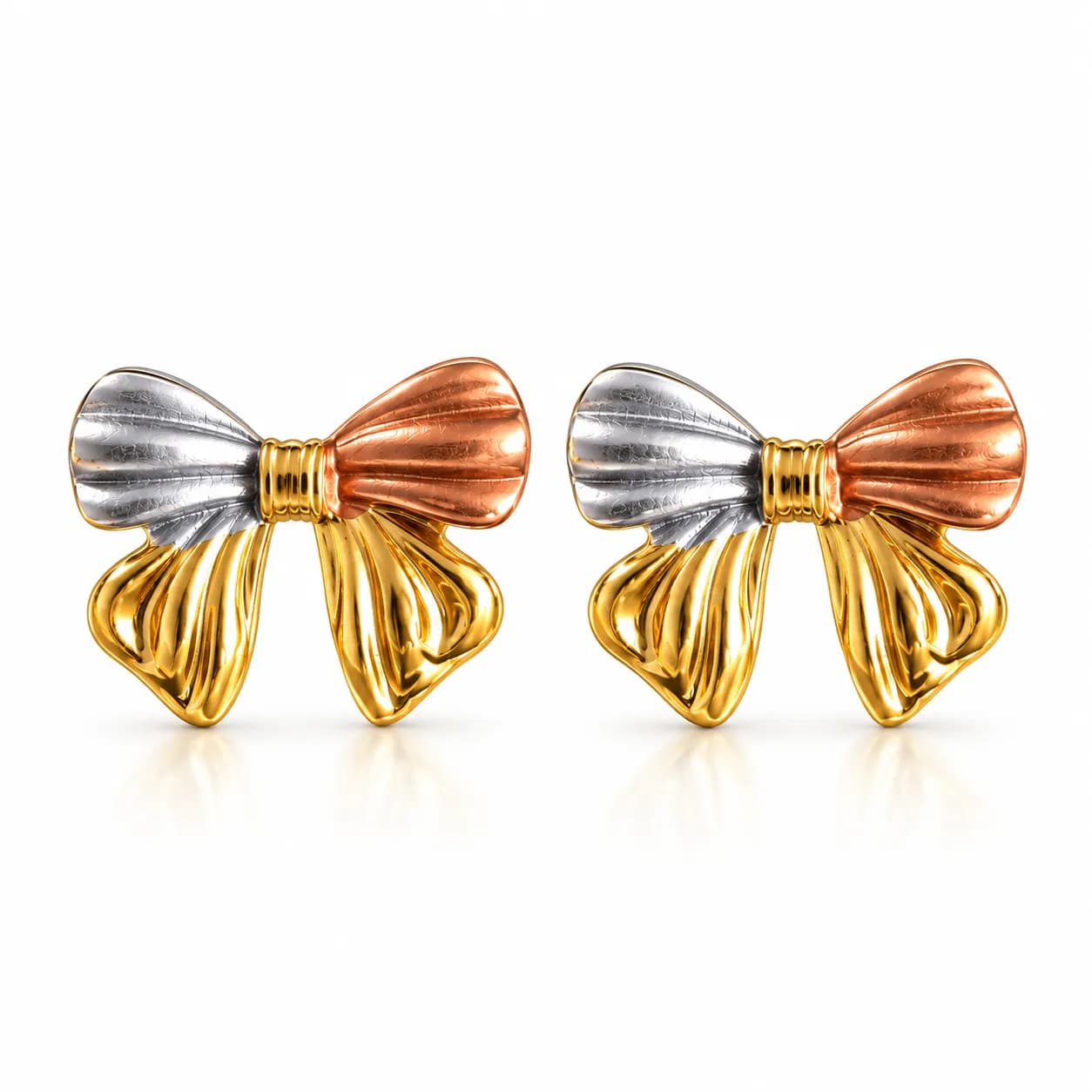 Tricolor Bow Luxe Korean inspired Earrings