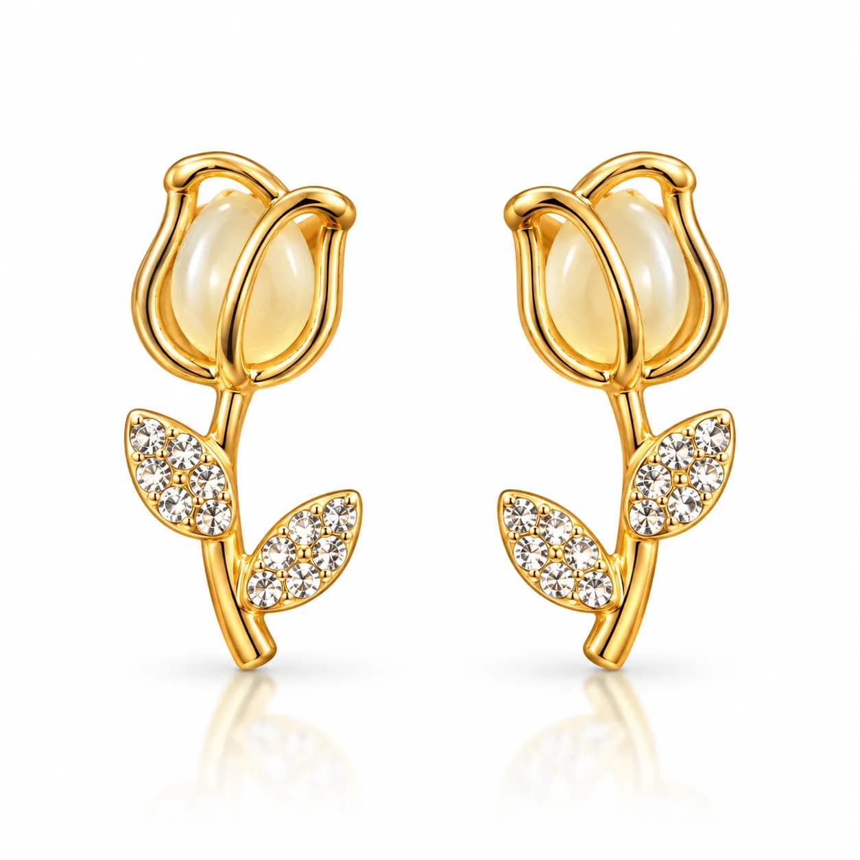 Tulip Crystal Bloom Korean inspired Earrings