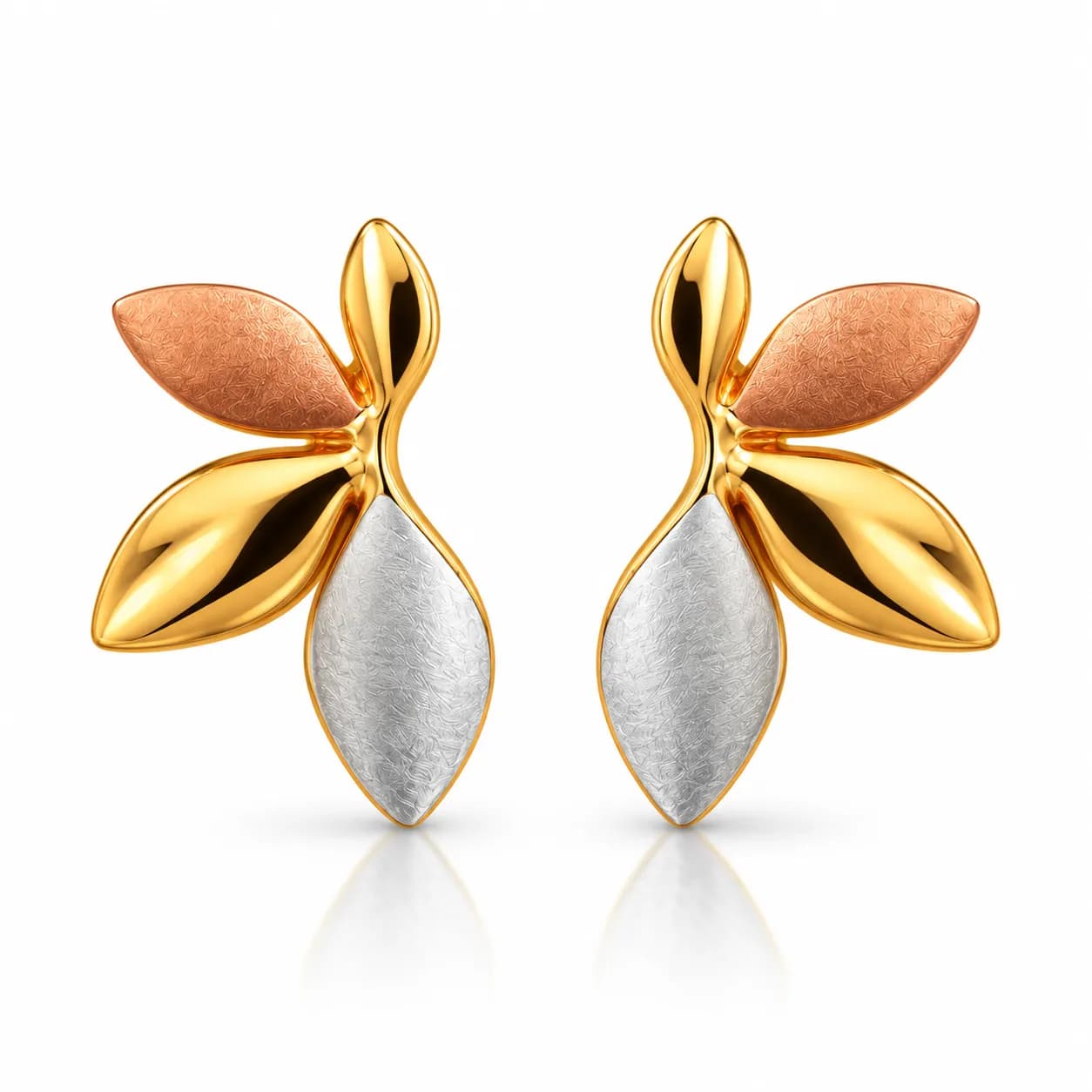 Golden Leaf Trio Korean inspired Earrings