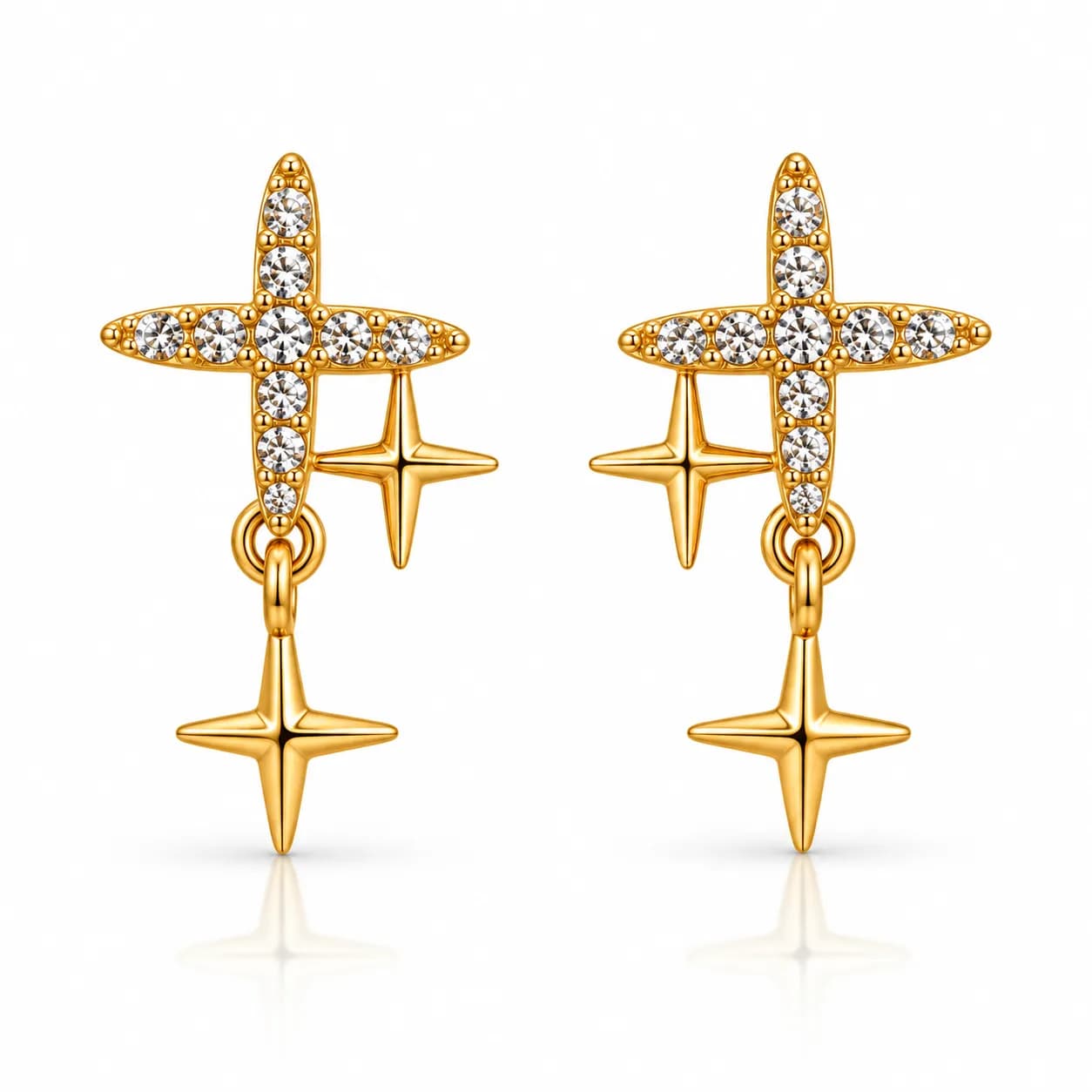 Celestial Cross Drop Korean inspired Earrings