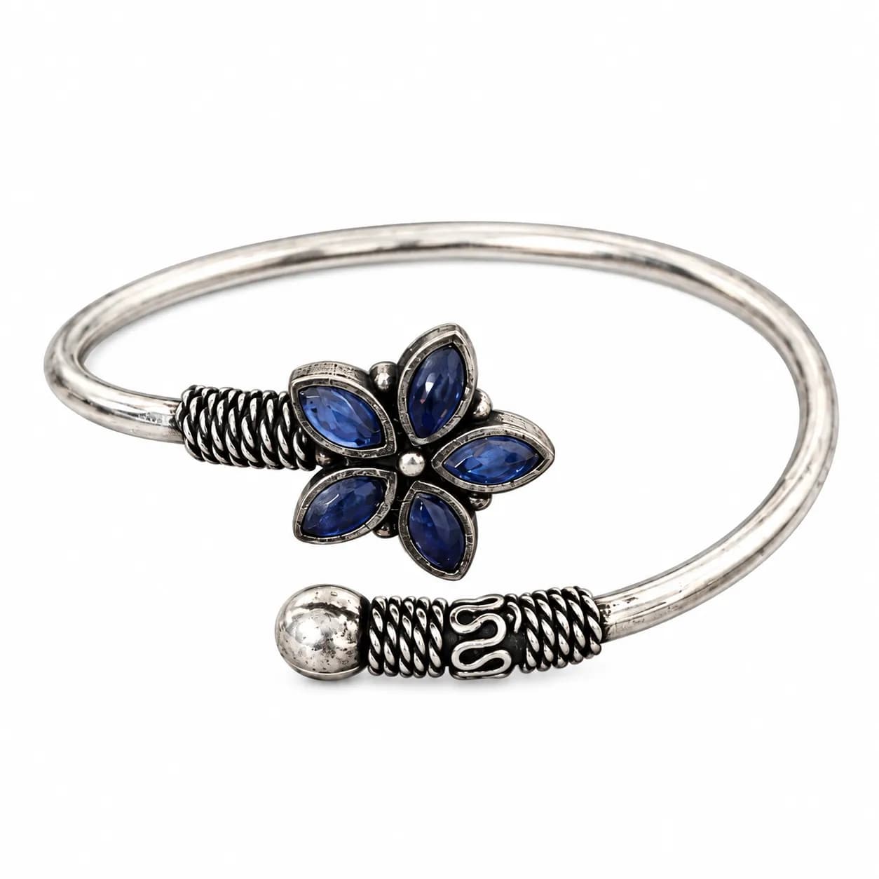 Oxidised Silver Bloom Adjustable Bangle