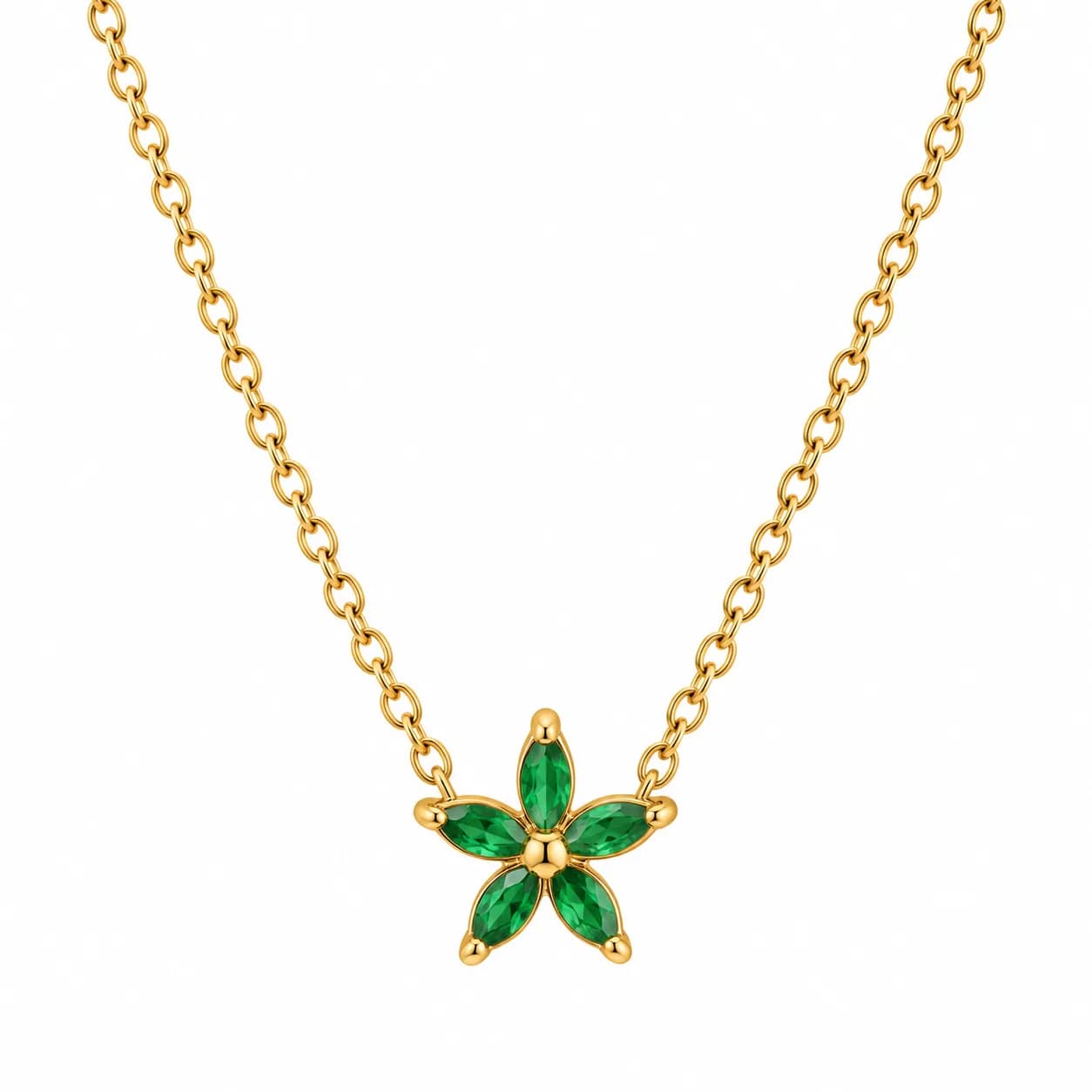 Niyanara 304 Stainless Steel Gold Plated Crystal Flower Pendant with Neckchain for Women
