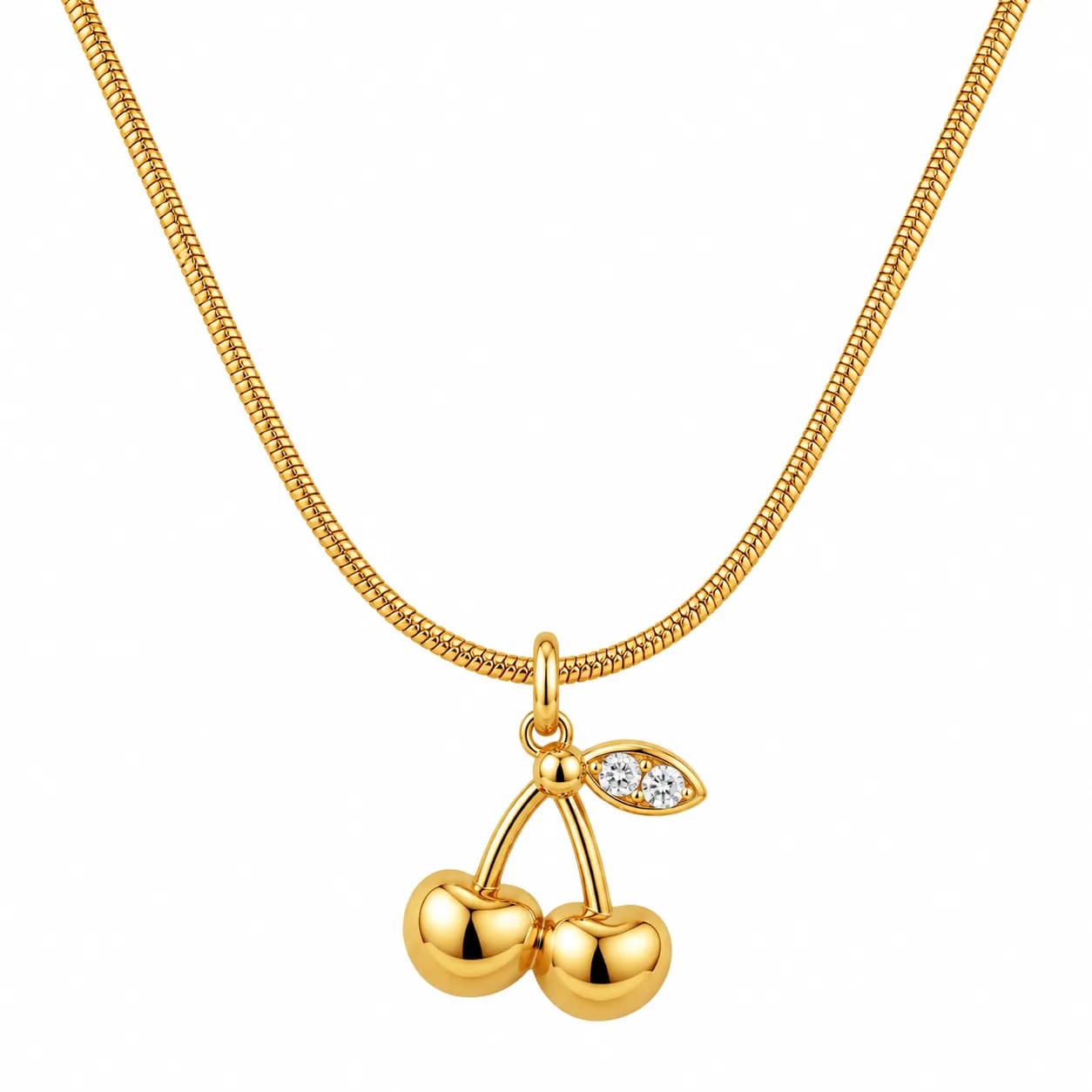 Niyanara 304 Stainless Steel Gold Plated Cherry Pendant with Neckchain for Women