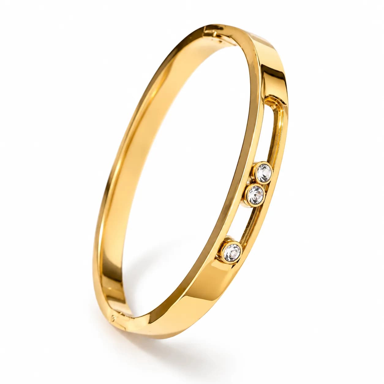 Niyanara Stainless Steel Gold plated Minimalist Sparkle Bangle for Women