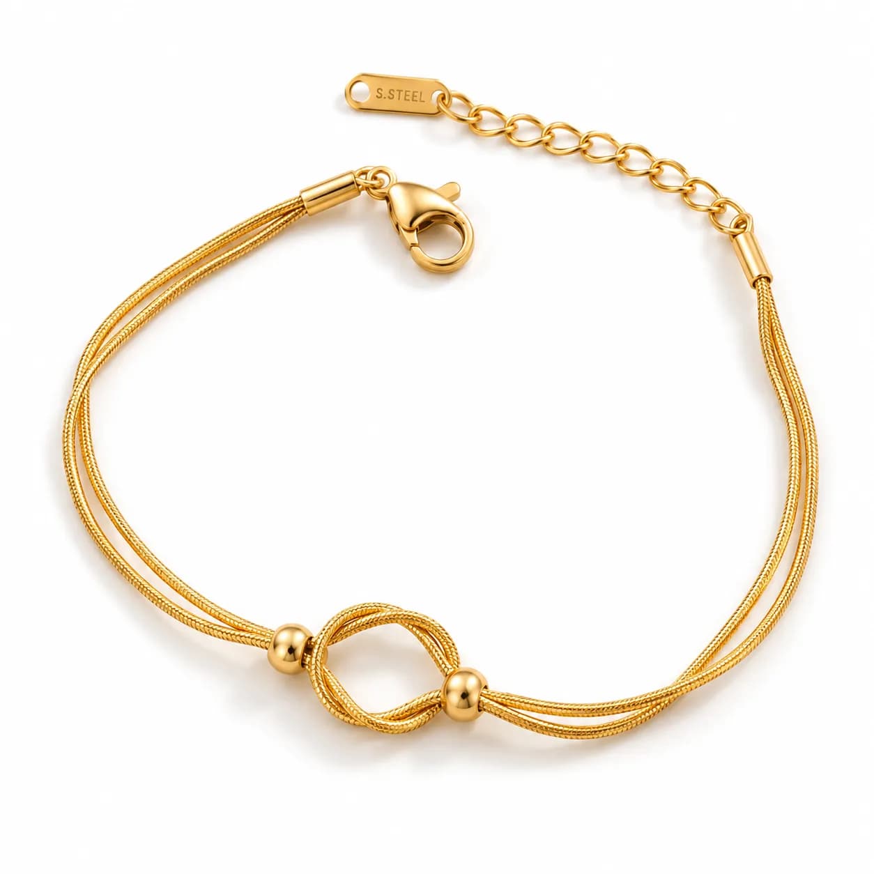Niyanara 304 Stainless Steel Gold plated Infinite Knot Dual Strand bracelet for Women
