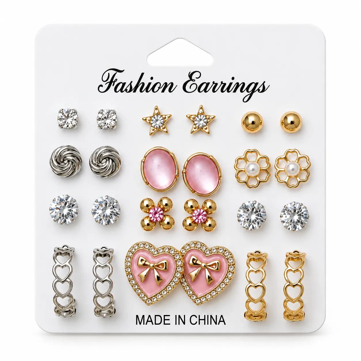 Niyanara Twelve Pink Eraring Stud Combo Pack for Women
