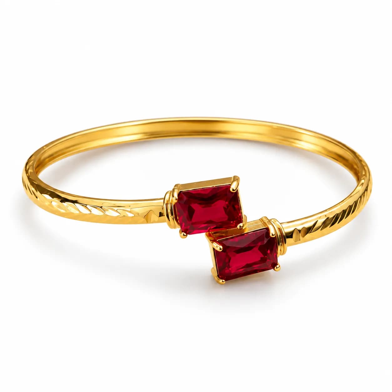 Gold-Plated Twin Gem Bangle