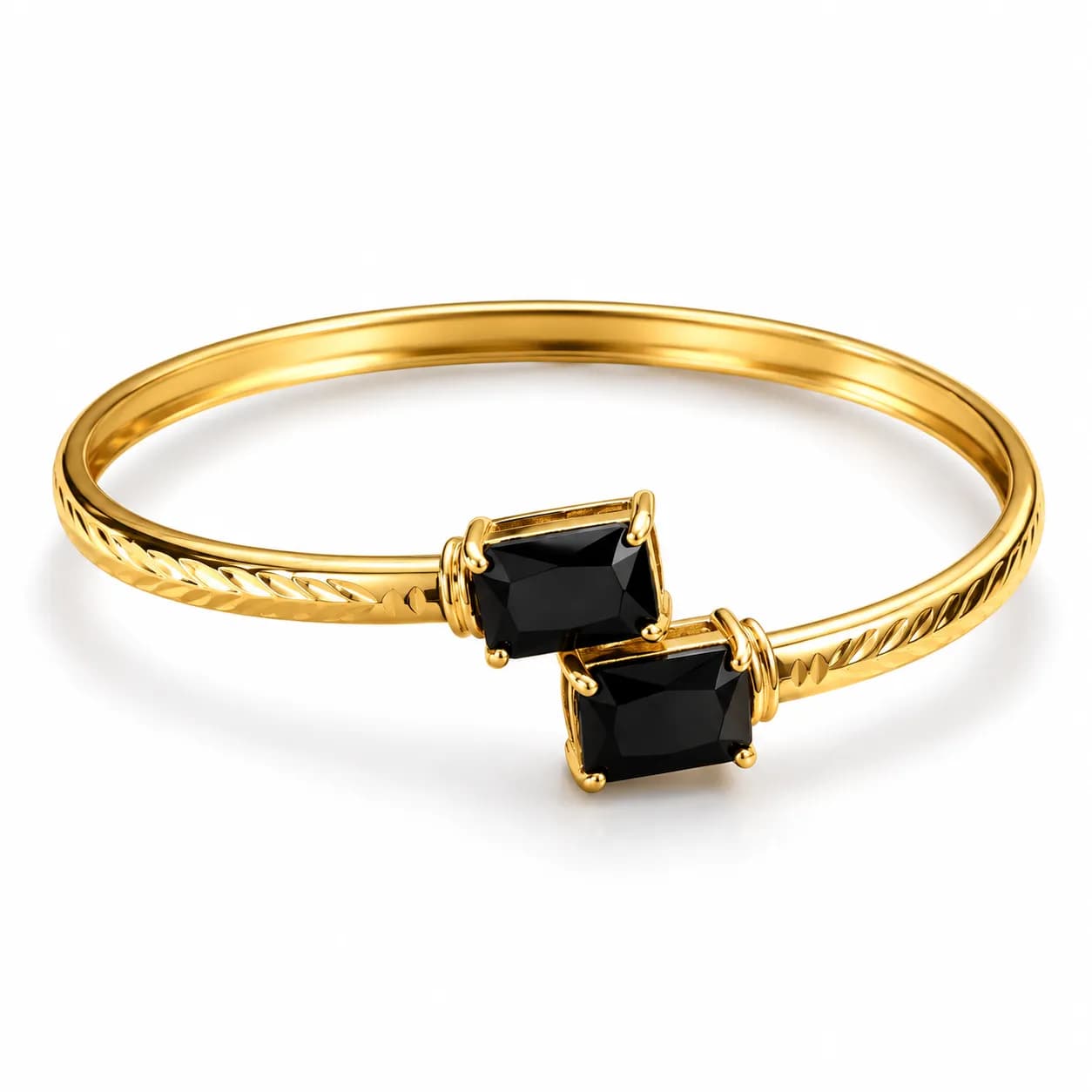 Gold-Plated Twin Gem Bangle