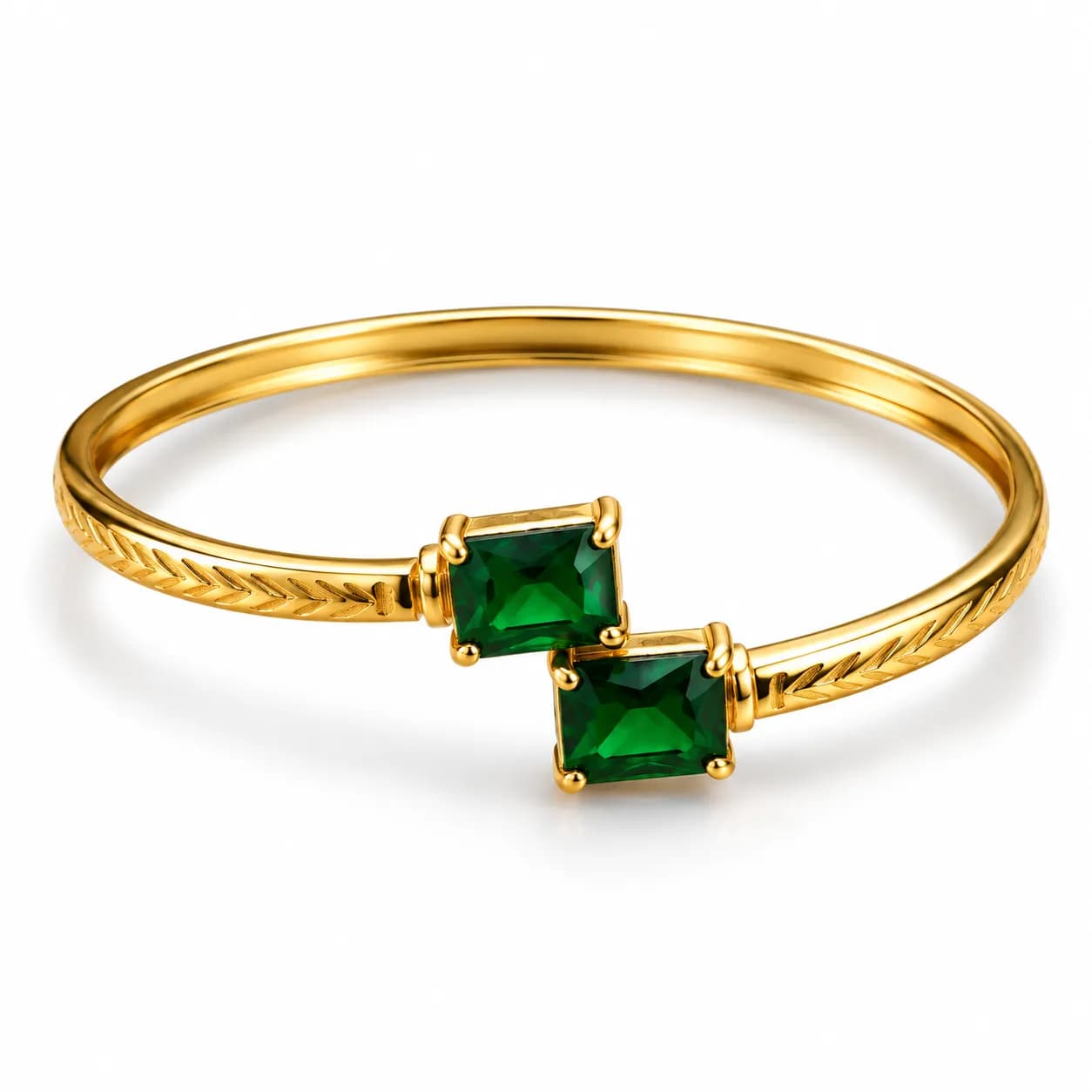 Gold-Plated Twin Gem Bangle